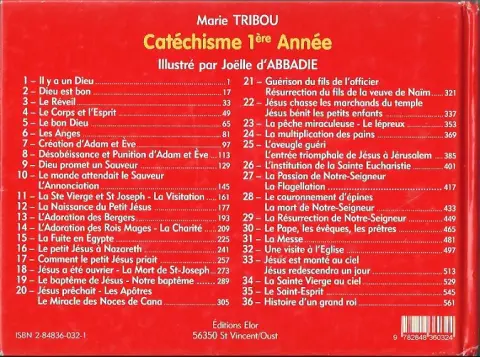 Verso de l'album La Miche de pain Catéchisme illustré 1ère année