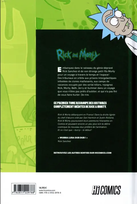 Verso de l'album Rick and Morty Tome 1