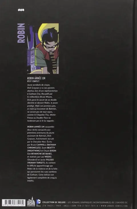 Verso de l'album Robin : Année un