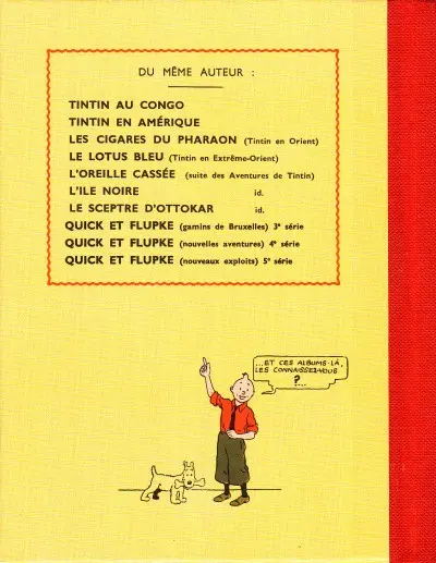 Verso de l'album Tintin Tome 9 Le crabe aux pinces d'or