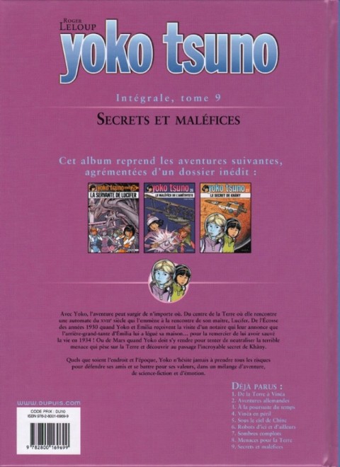 Verso de l'album Yoko Tsuno Intégrale Tome 9 Secrets et maléfices