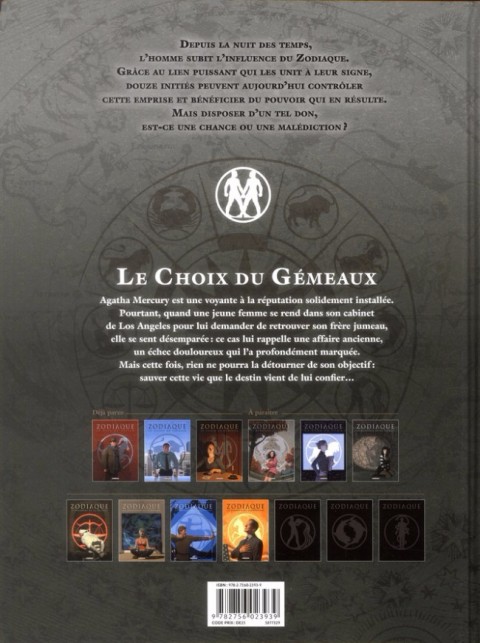 Verso de l'album Zodiaque Tome 3 Le Choix du Gémeaux