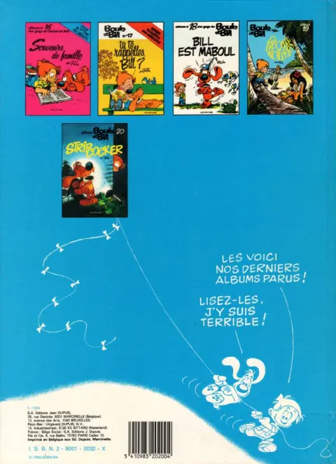 Verso de l'album Boule & Bill Tome 3 60 gags de Boule et Bill