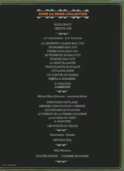 Verso de l'album Mac Coy Tome 4 Le triomphe de Mac Coy