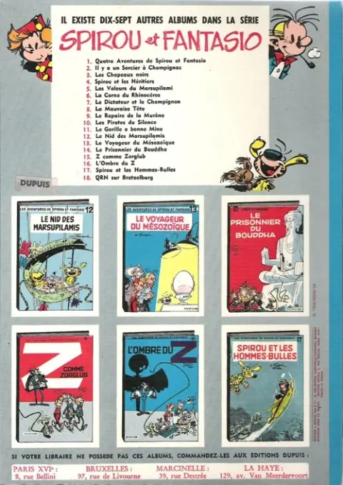 Verso de l'album Spirou et Fantasio Tome 10 Les pirates du silence