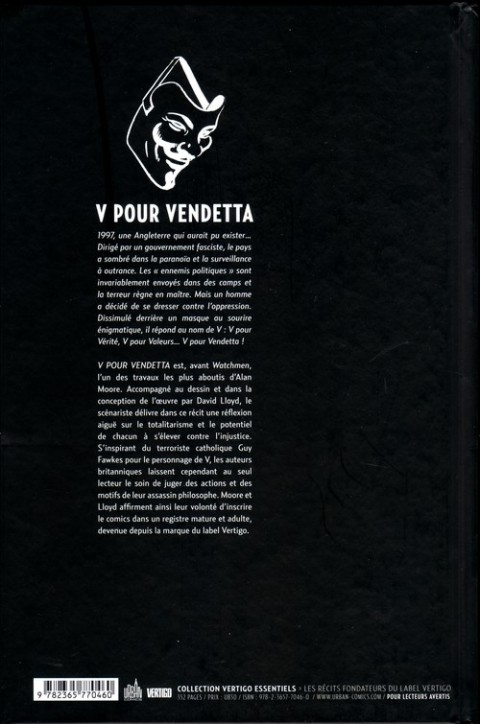 Verso de l'album V pour Vendetta