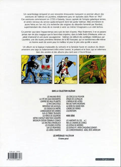 Verso de l'album Valérian Tome 0 Les mauvais rêves