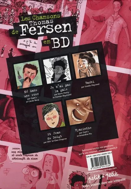 Verso de l'album Chansons en Bandes Dessinées Les Chansons de Thomas Fersen en BD