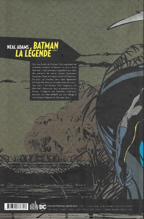 Verso de l'album Batman : La Légende Tome 1