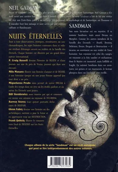 Verso de l'album Sandman Tome 11 Nuits éternelles
