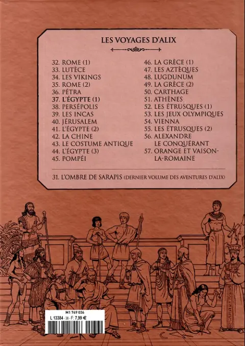 Verso de l'album Alix La collection Tome 37 Les voyages d'Alix - l'Égypte (1)