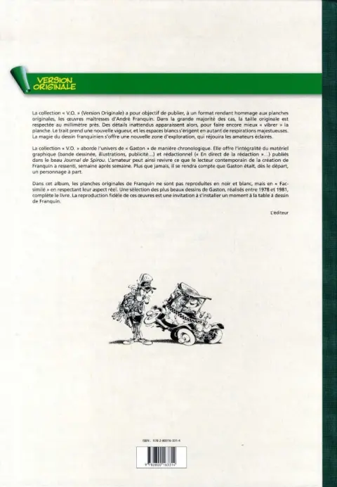 Verso de l'album Gaston L'intégrale (Version Originale) Tome 15 Gaston 1978-1981