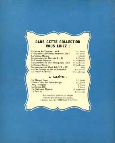 Verso de l'album Bob et Bobette Tome 3 Le trésor de Beersel