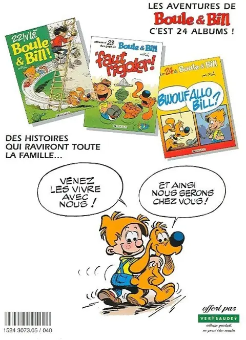 Verso de l'album Boule & Bill 'faut rigoler !