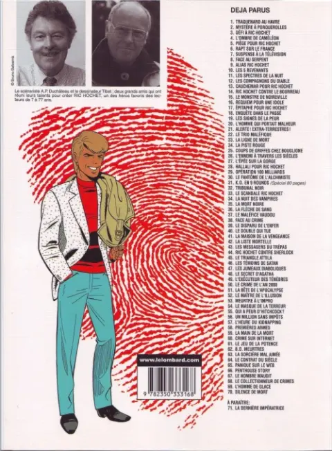 Verso de l'album Ric Hochet Tome 40 Le double qui tue