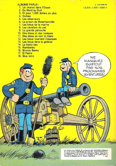 Verso de l'album Les Tuniques Bleues Tome 13 Les bleus dans la gadoue