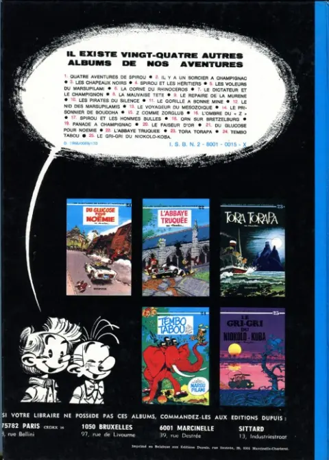 Verso de l'album Spirou et Fantasio Tome 13 Le voyageur du mésozoïque