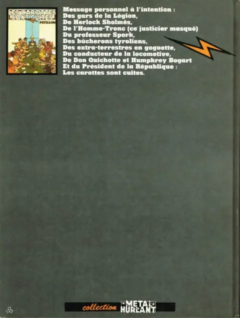 Verso de l'album Les Carottes sont cuites