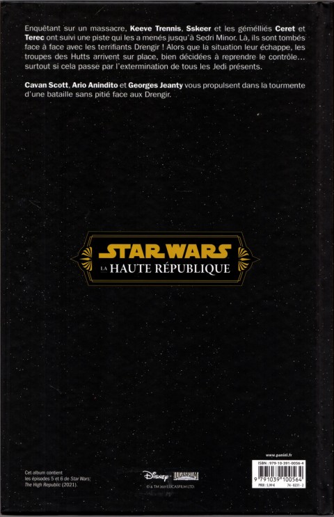 Verso de l'album Star Wars - La Haute République Tome 3 L'attaque des Hutts
