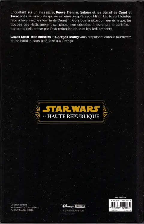 Verso de l'album Star Wars - La Haute République Phase I Tome 3 L'attaque des Hutts