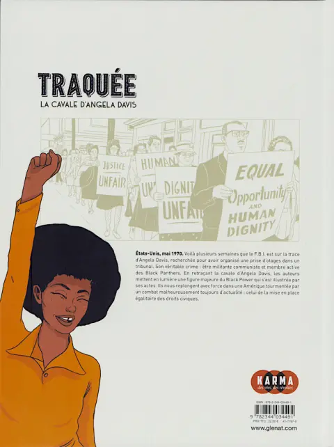 Verso de l'album Traquée La cavale d'Angela Davis