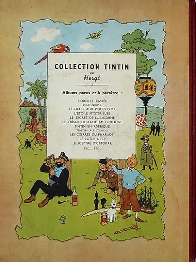 Verso de l'album Tintin Tome 12 Le Trésor de Rackham le Rouge