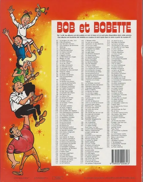 Verso de l'album Bob et Bobette Tome 100 Le cheval d'or
