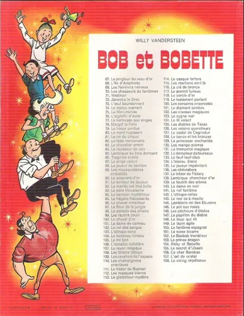 Verso de l'album Bob et Bobette Tome 118 Le cercle d'or