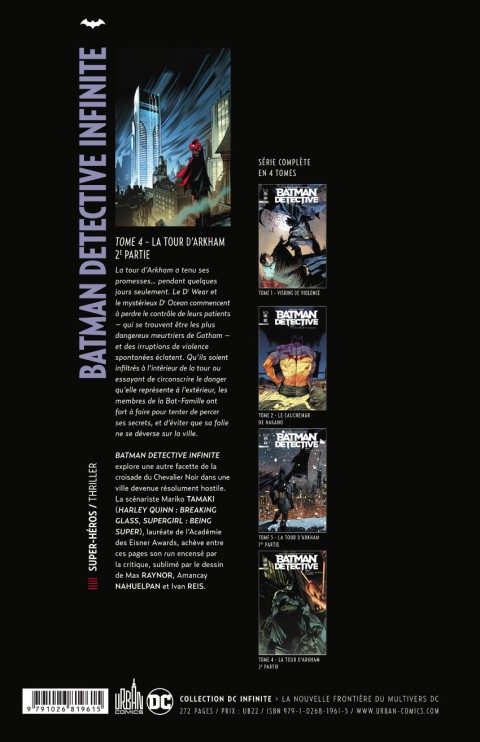 Verso de l'album Batman détective Tome 4 La tour d'Arkham - 2e partie
