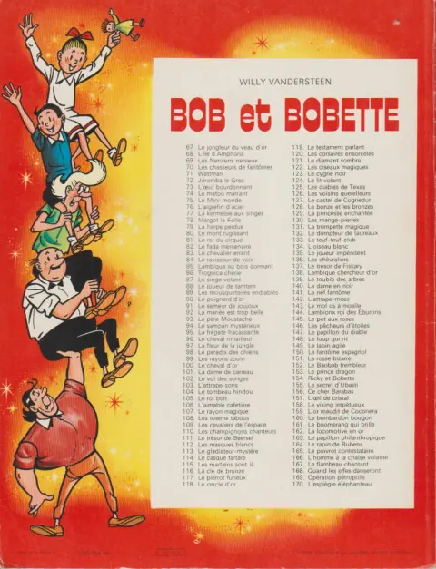 Verso de l'album Bob et Bobette Tome 108 les totems tabous