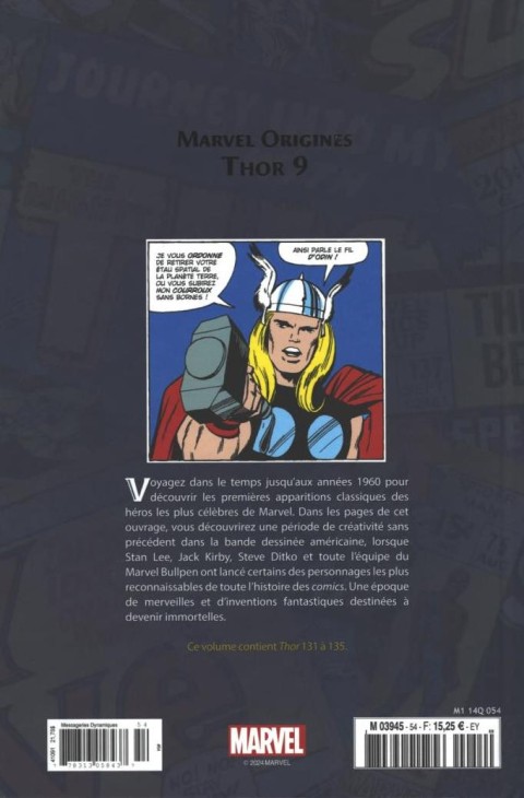 Verso de l'album Marvel Origines N° 54