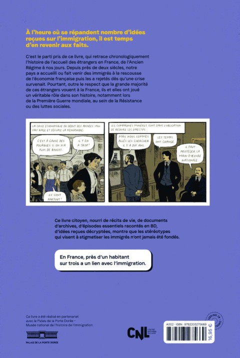 Verso de l'album Quand on arrive en France Histoire de l'immigration