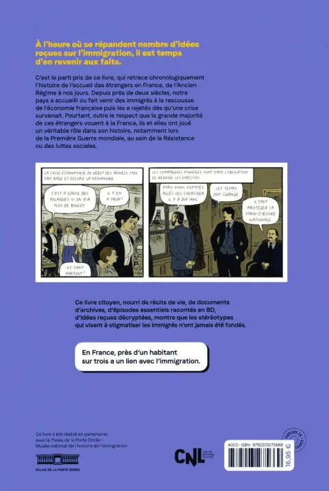 Verso de l'album Quand on arrive en France Histoire de l'immigration