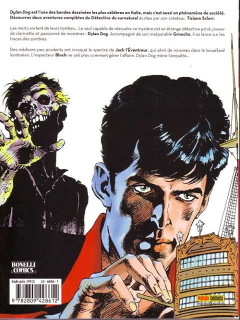 Verso de l'album Dylan Dog Panini L'aube des morts-vivants