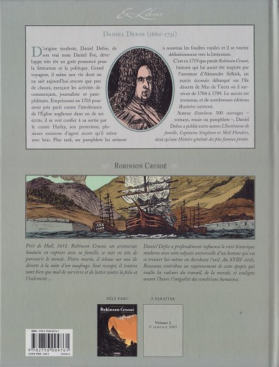 Verso de l'album Robinson Crusoé Volume 1