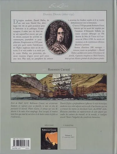 Verso de l'album Robinson Crusoé Volume 1