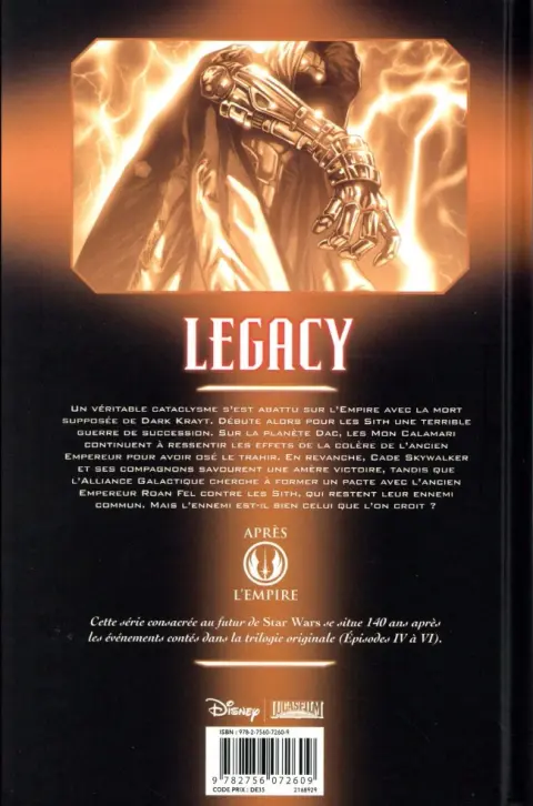 Verso de l'album Star Wars - Legacy Tome 6 Renégat