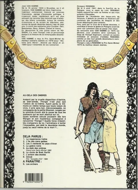 Verso de l'album Thorgal Tome 5 Au-delà des ombres