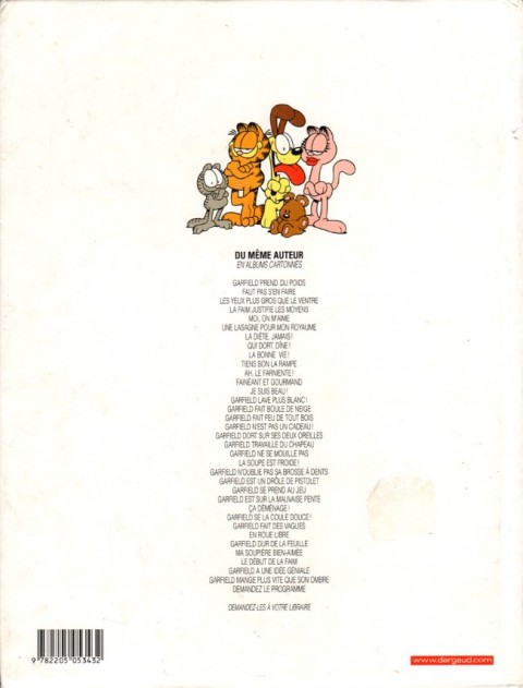 Verso de l'album Garfield Tome 35 Demandez le programme