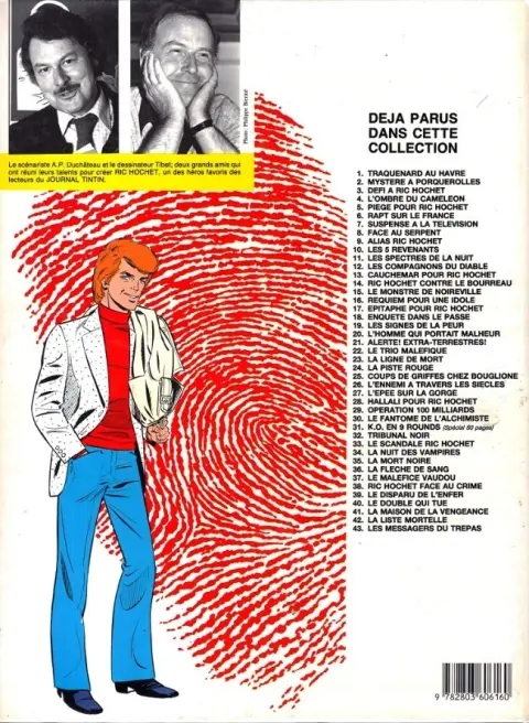 Verso de l'album Ric Hochet Tome 43 Les messagers du trépas