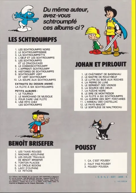 Verso de l'album Johan et Pirlouit Tome 2 Le maître de Roucybeuf