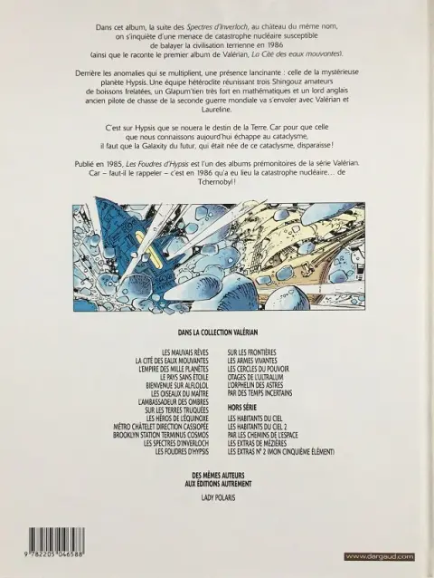Verso de l'album Valérian Tome 12 Les foudres d'Hypsis