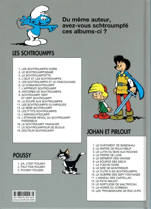 Verso de l'album Johan et Pirlouit Tome 3 Le lutin du bois aux roches
