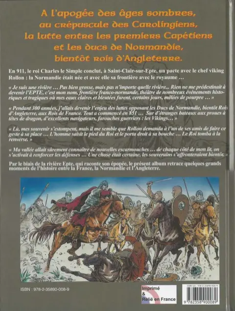 Verso de l'album L'Epte, des vikings aux Plantagenets Tome 1 Le sang de Rollon