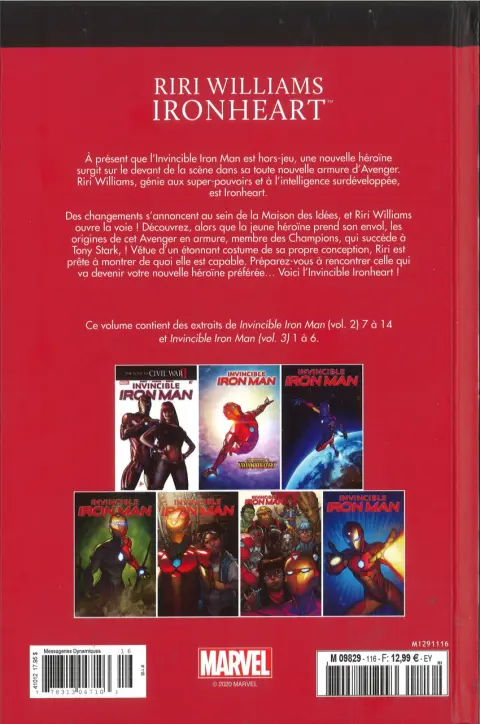 Verso de l'album Le meilleur des Super-Héros Marvel Tome 116 Riri Williams Ironheart