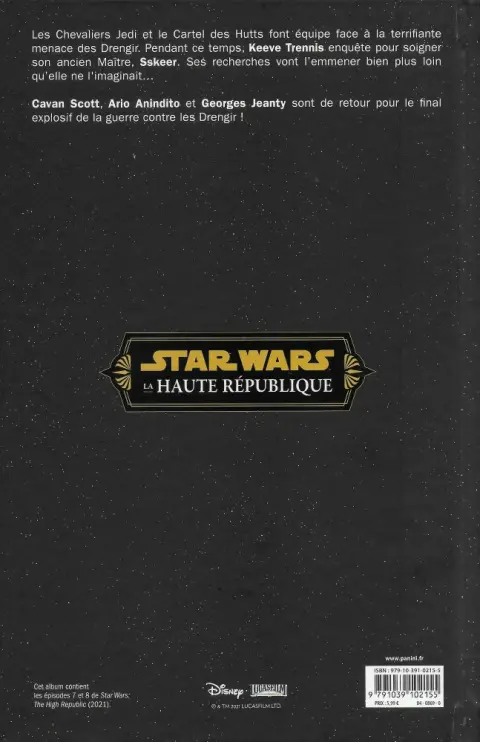 Verso de l'album Star Wars - La Haute République Phase I Tome 4 Sith et ombres