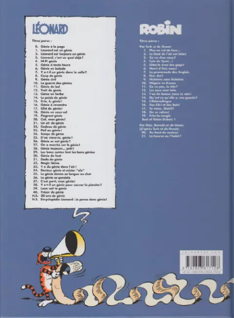 Verso de l'album Léonard Tome 14 Le poids du génie
