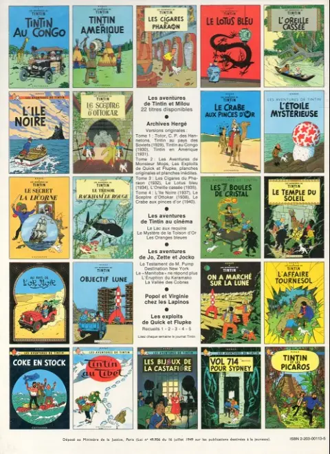 Verso de l'album Tintin Tome 14 Le temple du soleil