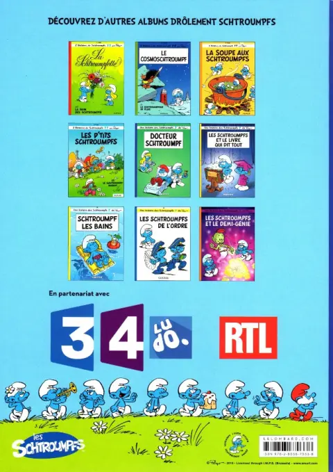 Verso de l'album Les Schtroumpfs Tome 18 Docteur Schtroumpf