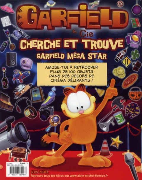 Verso de l'album Garfield & Cie Cherche et trouve Garfield méga star